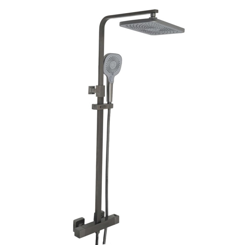 Cutout image of JTP Hix Brushed Black Square Thermostatic Shower Column